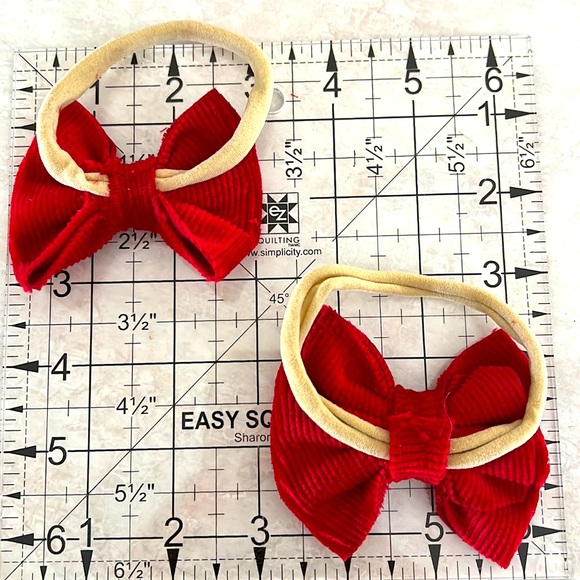 Red Velvet Baby Girl Bow - Picture 4 of 5